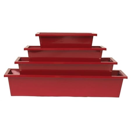 Houston International Trading Houston International Trading 8625E XR S-4 Enameled Galvanized Rectangular Planters; Red - Set of 4 8625E XR S/4